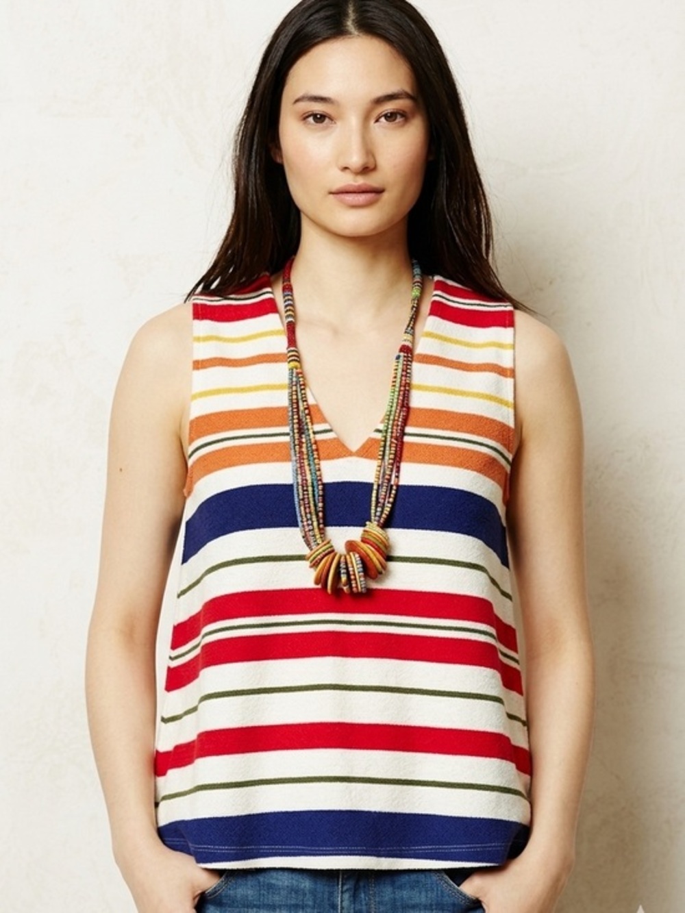 Anthropologie Postmark Monterey Colorful Striped Sleeveless Top Size Medium